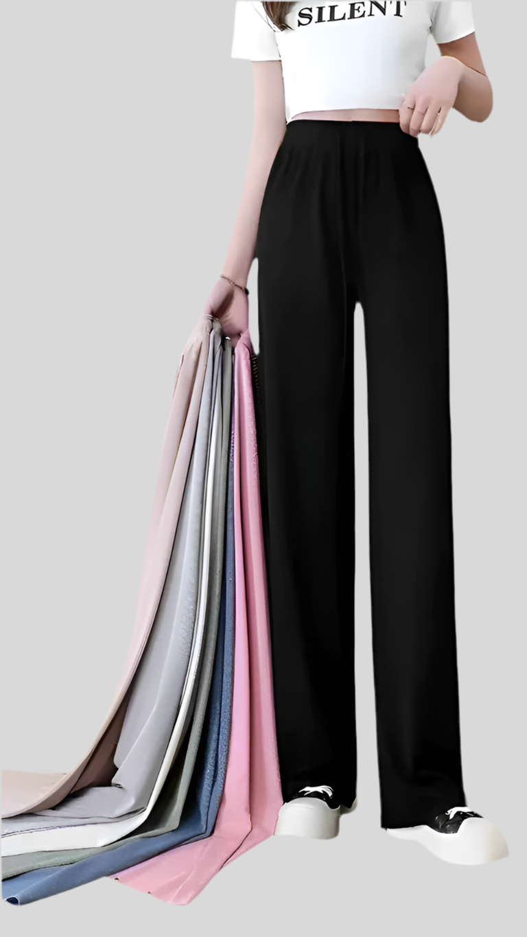 Ice Silky High Waist Loose & Straight Wide Leg Pants