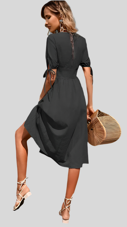 Casual Short Sleeve V Neck Dress