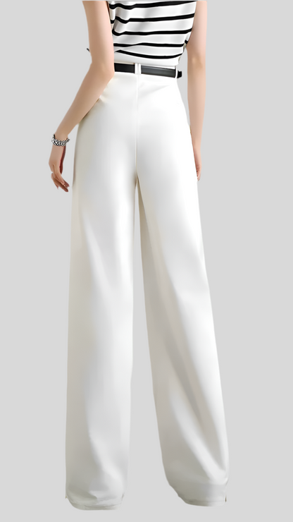 Cotton High Waist Wide Leg Casual Pants