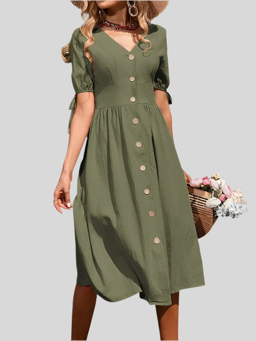 Casual Short Sleeve V Neck Dress