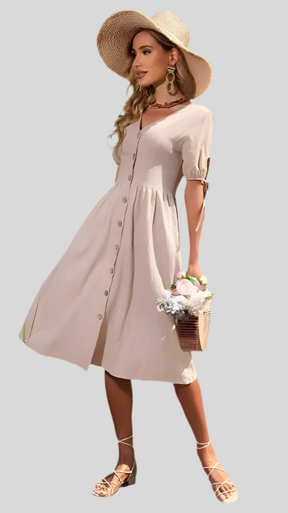 Casual Short Sleeve V Neck Dress