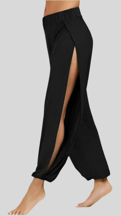 Hight Waist Causal Long Beach Trousers with Open Side