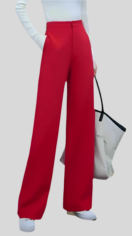 High-waist Drape Wide-leg Casual Pants