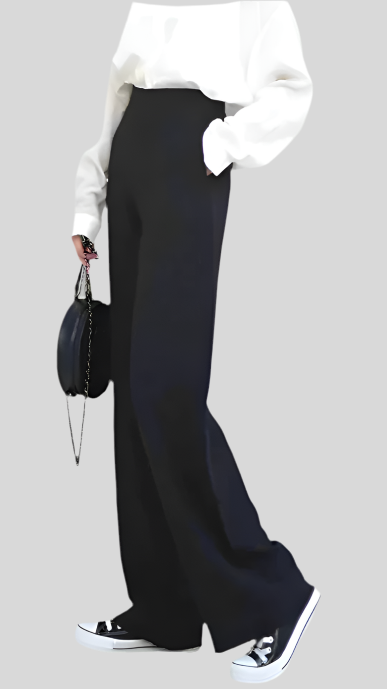 High-waist Drape Wide-leg Casual Pants