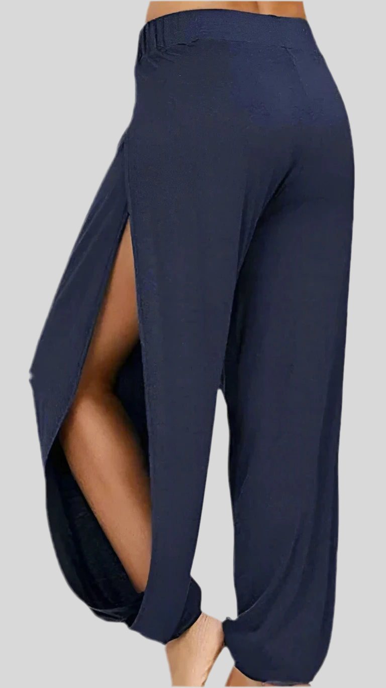 Hight Waist Causal Long Beach Trousers with Open Side