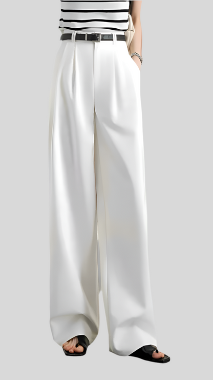 Cotton High Waist Wide Leg Casual Pants