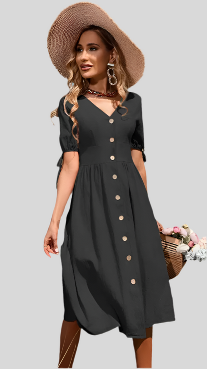 Casual Short Sleeve V Neck Dress