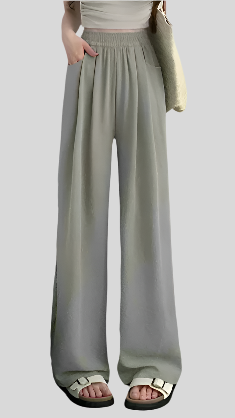 Ice Silky Wide Leg loose Pants with Pockets