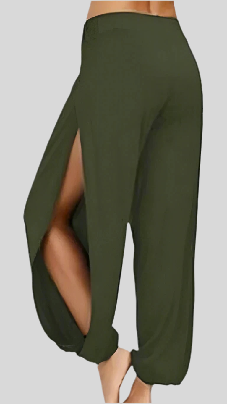 Hight Waist Causal Long Beach Trousers with Open Side