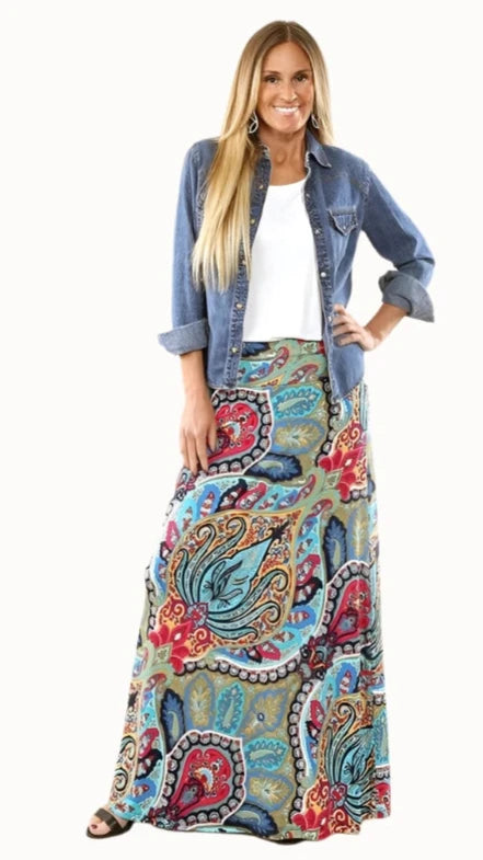 Summer Print Bohemian Style High Waist Skirt