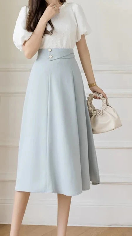 High Waist Mid-calf Skirt