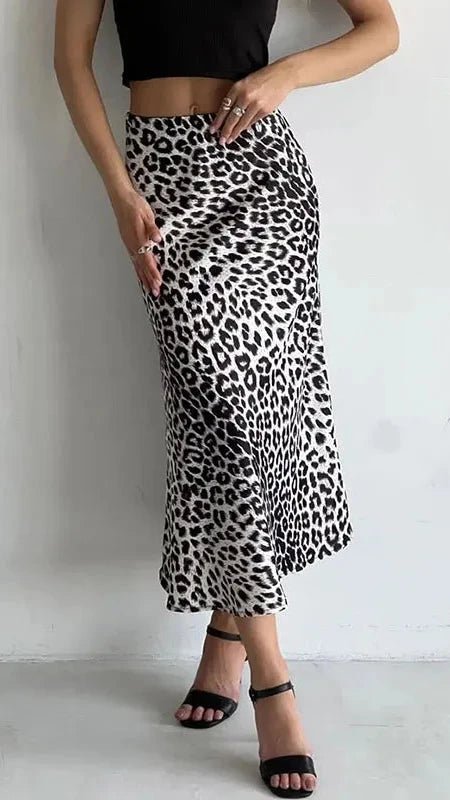 Leopard Print High Waist Skirt - Berry's Store