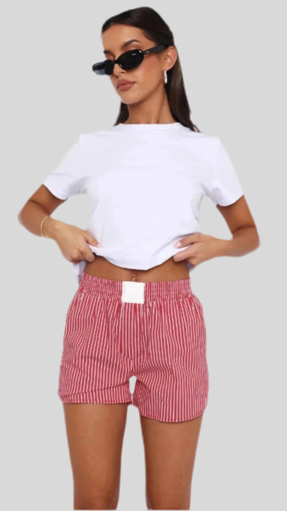 Mid Waist Striped Loose Short - Berry's Store